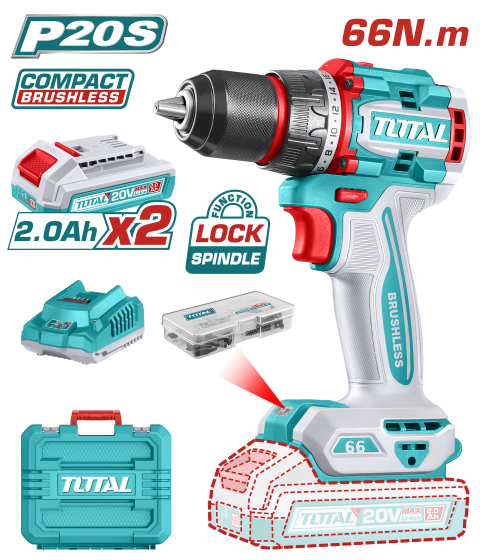 TOTAL Compact Brushless Cordless Drill TDLI20668