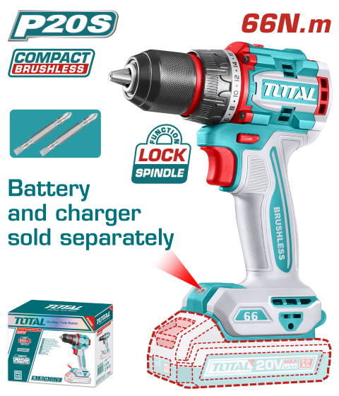 TOTAL Compact Brushless Cordless Drill TDLI206681