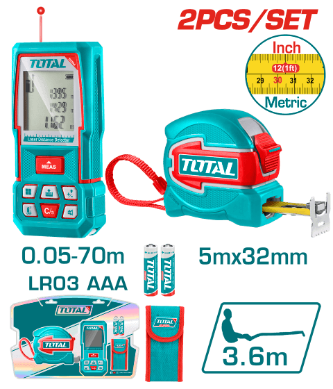 TOTAL Laser Distance Detector Combo Kit TLDD241201